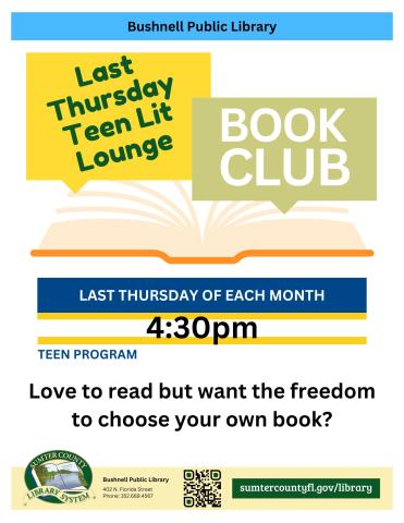 Last Thursday Teen Lit Lounge advertisement