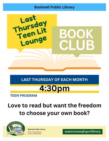 Last Thursday Teen Lit Lounge advertisement