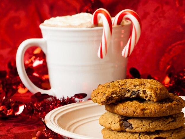 Cocoa, cookies, candy canes
